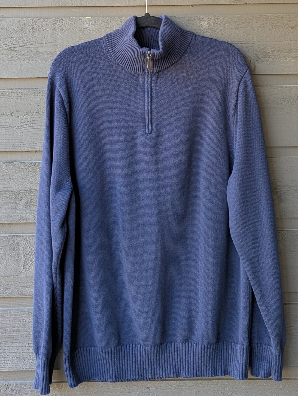 J. Crew Men's Heritage Cotton Quarter-Zip Sweater Navy Blue Size XL 100% Cotton